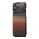 Apple iPhone 17 Pro Kılıf M-safe Şarj Özellikli Aramid Fiber Pitaka Tactile Woven Sunset-Moonrise Serisi Sunset Kapak - 4
