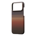 Apple iPhone 17 Pro Max Kılıf M-safe Şarj Özellikli Aramid Fiber Pitaka Tactile Woven Sunset-Moonrise Serisi Sunset Kapak - 9