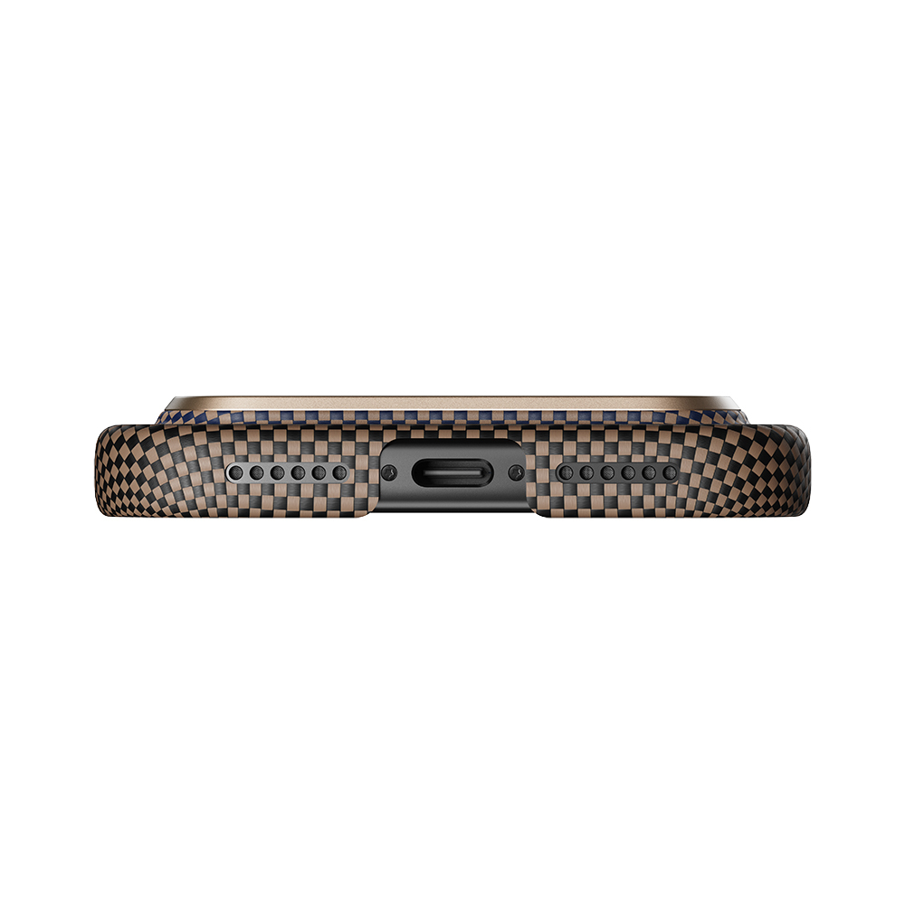 Apple iPhone 17 Pro Max Kılıf M-safe Şarj Özellikli Aramid Fiber Pitaka Tactile Woven Sunset-Moonrise Serisi Sunset Kapak - 13