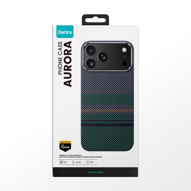 Apple iPhone 17 Pro Max Kılıf M-safe Şarj Özellikli Karbon Fiber Tasarımlı Benks Aurora ArmorAir Kevlar Kapak - 4