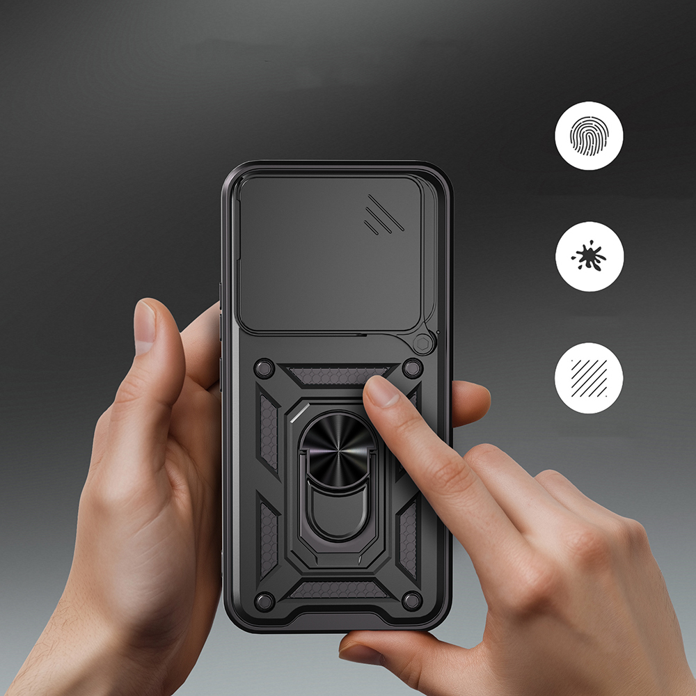 Honor 400 Uyumlu Kılıf Magnetik Standlı Kamera Korumalı Zore Sürgülü Vega Kapak - 3
