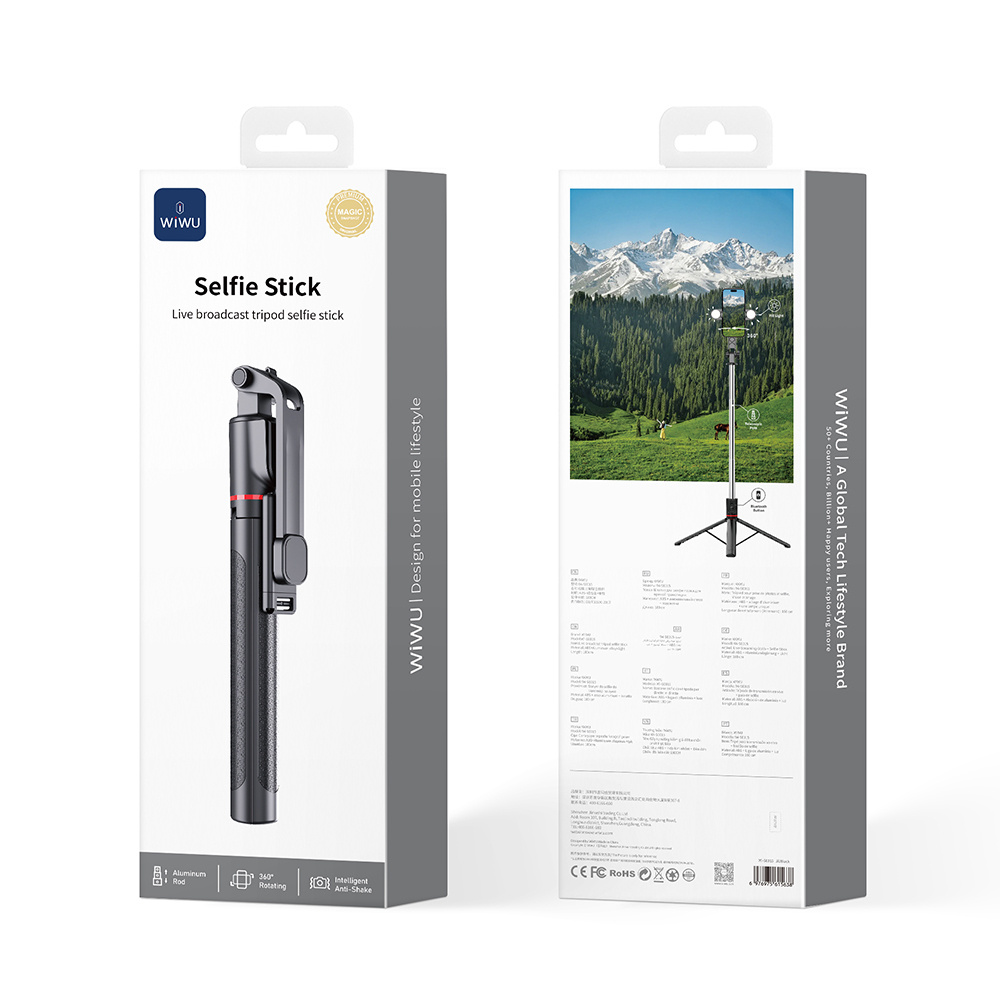 Wiwu Wi-SE015 Canlı Yayın Dolgu Işıklı Teleskopik Tripod ve Selfie Çubuğu - 6