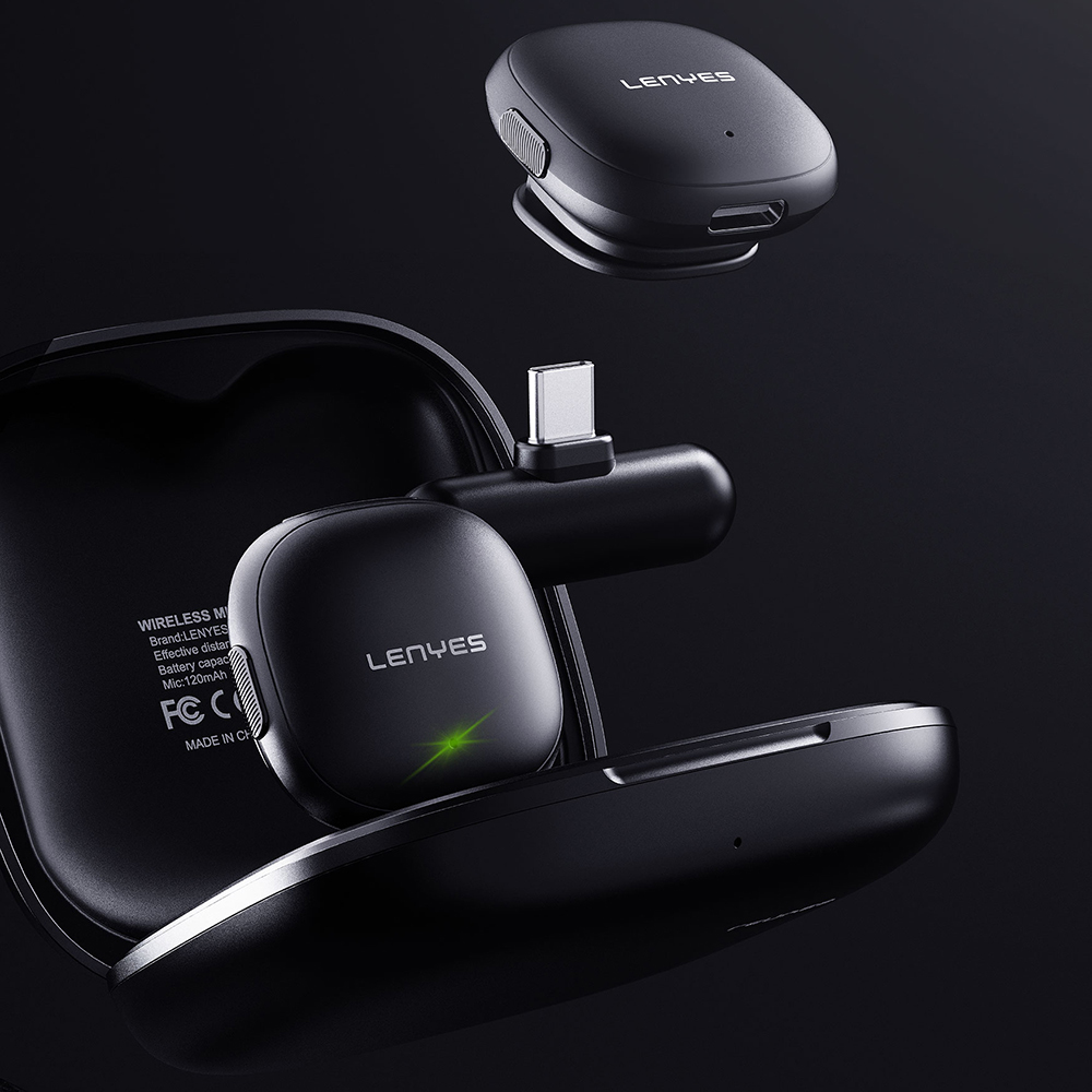 Lenyes LM210 Type-C Portlu Yapay Zeka Gürültü Önleyici Özellikli Kablosuz Yaka Mikrofonu - 2