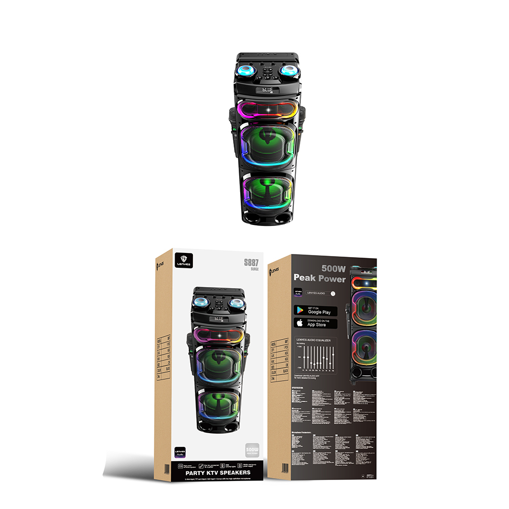 Lenyes S887 RGB Işıklı Çift Mikrofonlu Kablosuz TWS Bluetooth Speaker Hoparlör v5.3 - 2