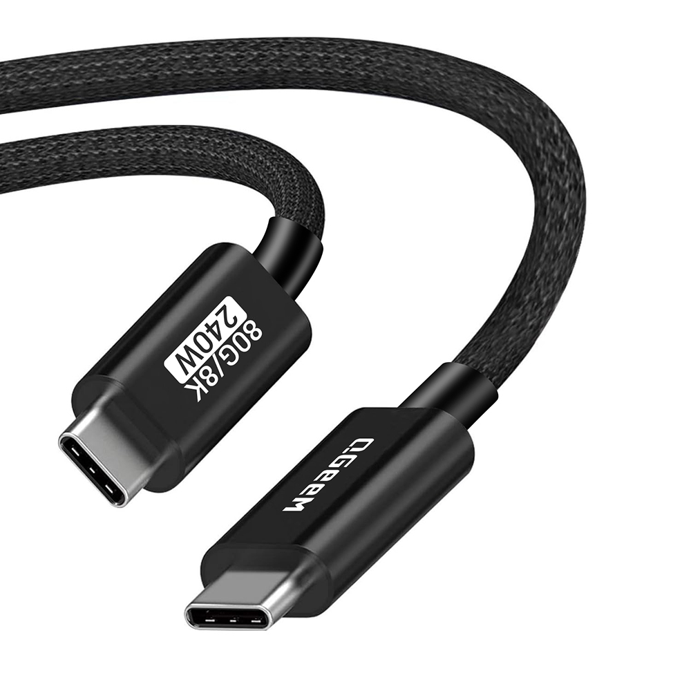 Qgeem QG05 Type-C to Type-C USB5 PD Data Kablosu 240W 80Gbps 8K@60Hz 1.2 Metre - 1