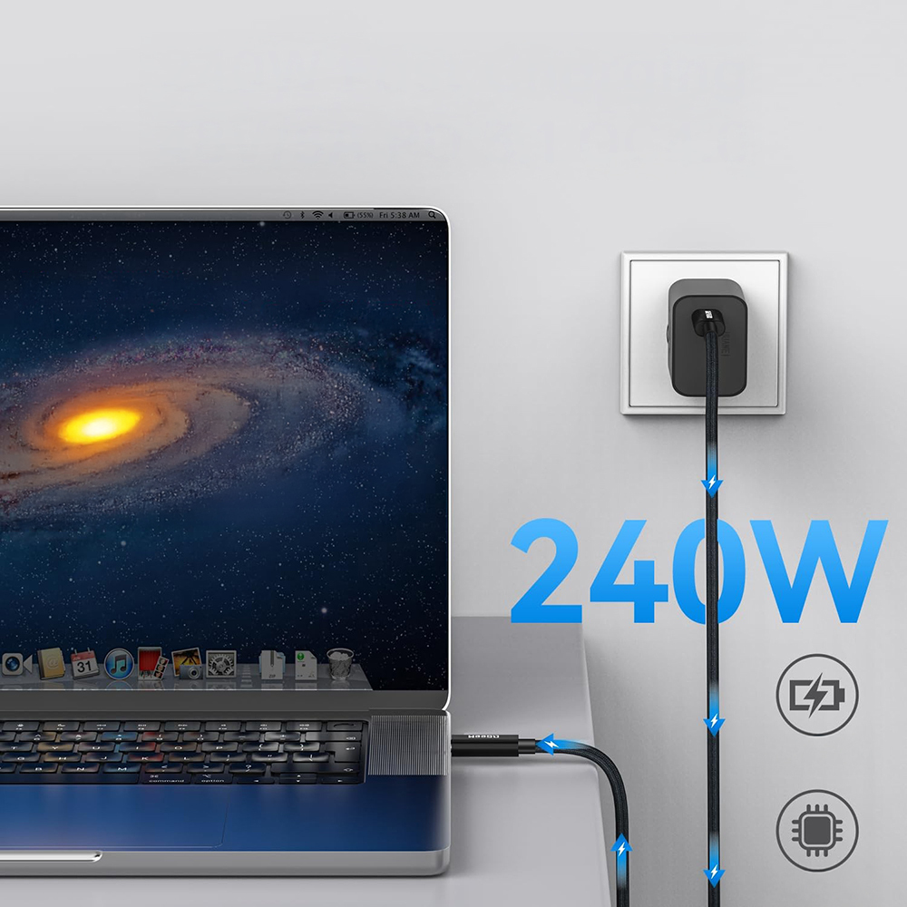 Qgeem QG05 Type-C to Type-C USB5 PD Data Kablosu 240W 80Gbps 8K@60Hz 1.2 Metre - 3