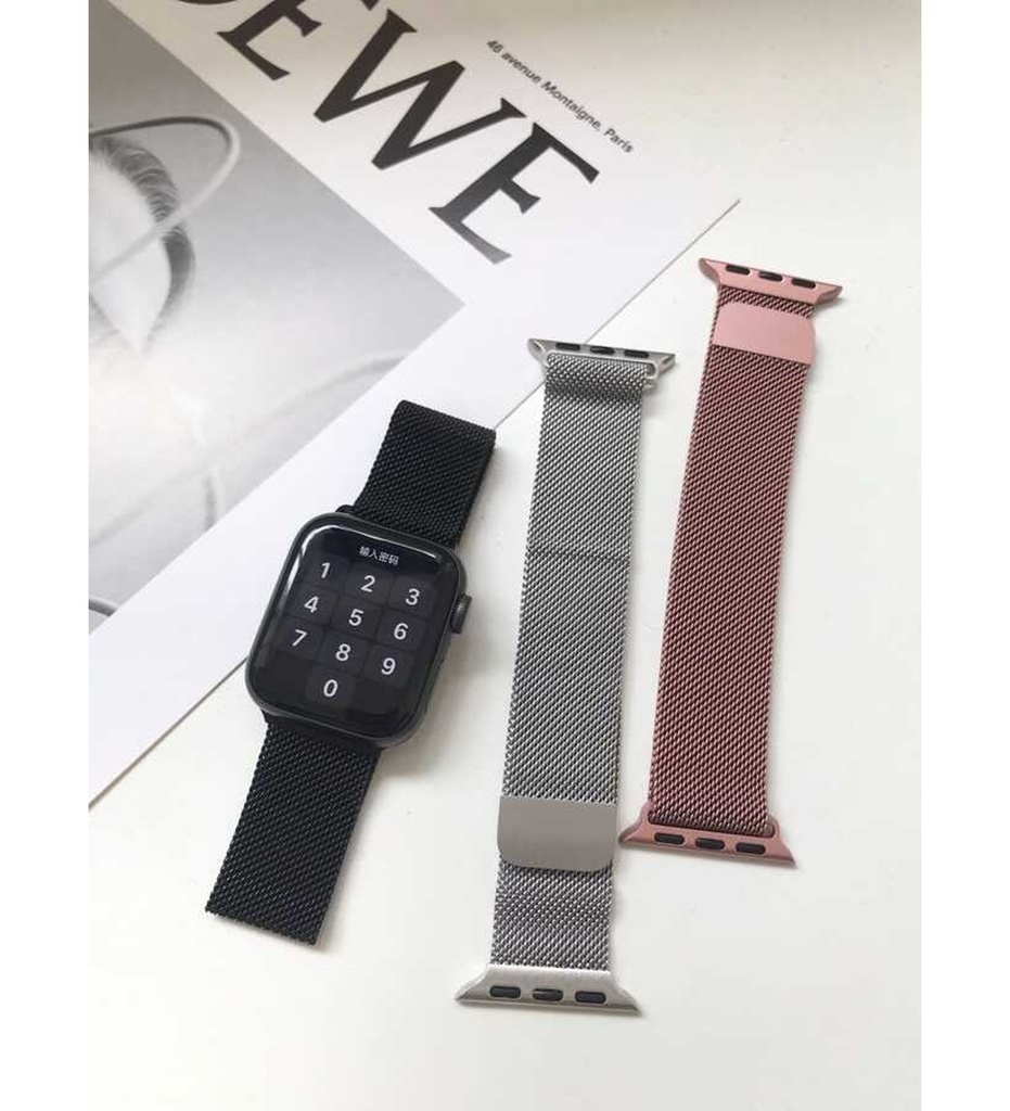 Apple Watch 38mm Uyumlu Kordon Hasır Metal Mıknatıslı Örgü Zore KRD-01 Kayış