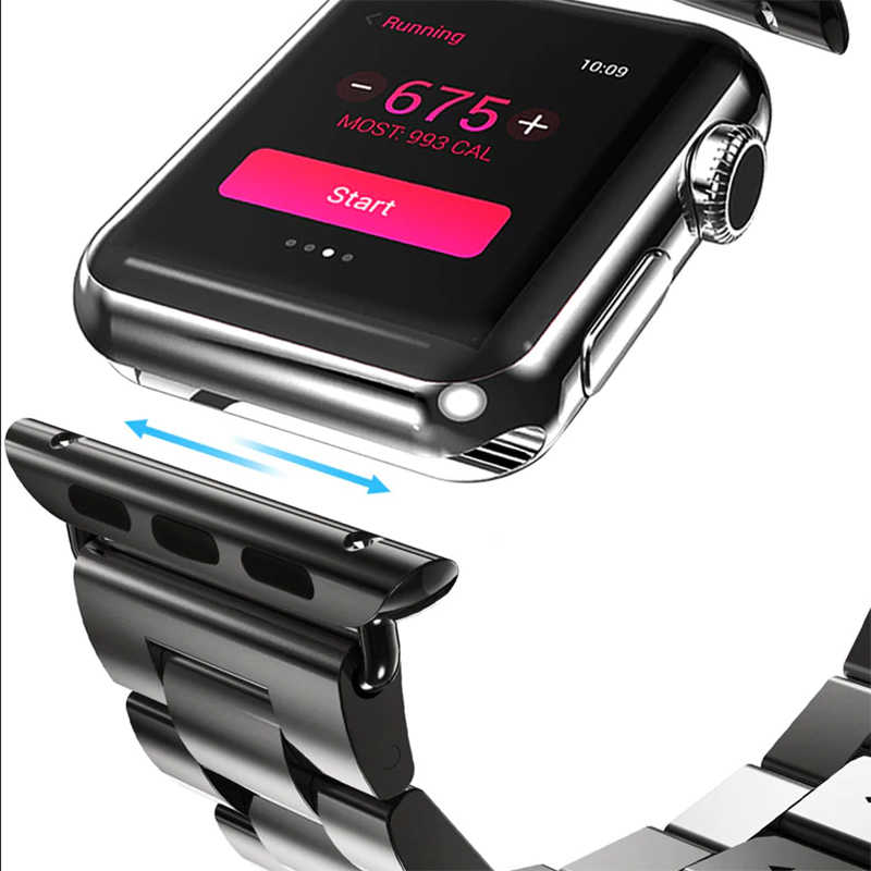 Apple Watch 38mm Uyumlu Kordon Paslanmaz Metal Baklalı Tasarım KRD-04 Kayış - 1