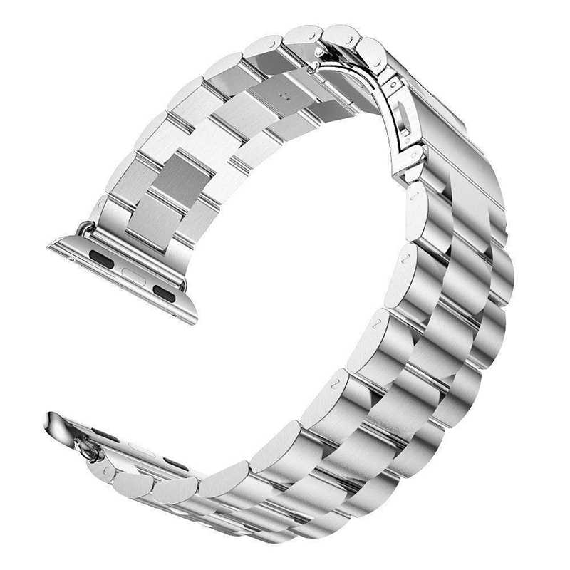 Apple Watch 38mm Uyumlu Kordon Paslanmaz Metal Baklalı Tasarım KRD-04 Kayış - 4