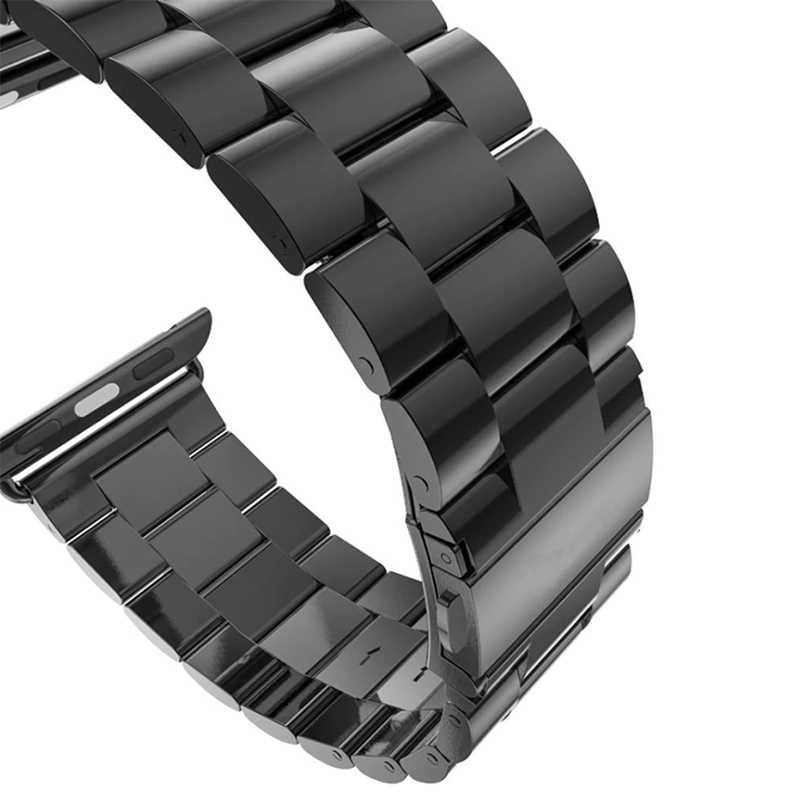 Apple Watch 38mm Uyumlu Kordon Paslanmaz Metal Baklalı Tasarım KRD-04 Kayış - 5