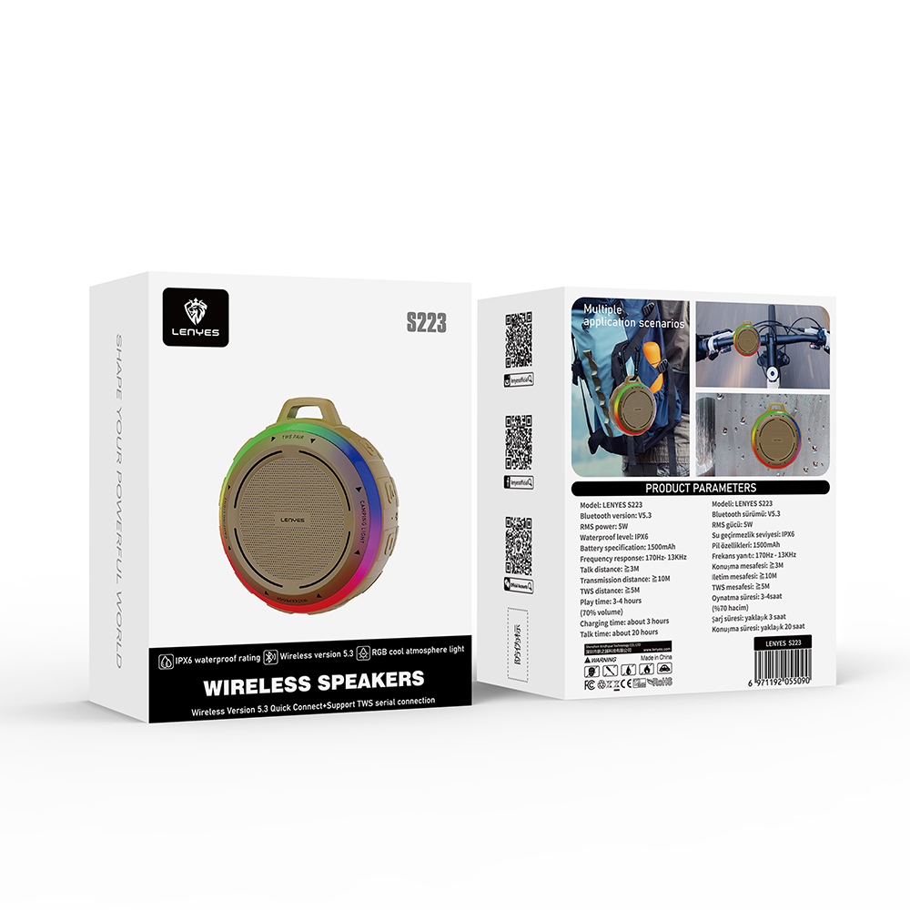 Lenyes S223 RGB Işıklı Askı Aparatlı Mini Bluetooth Speaker Hoparlör v5.3 - 12