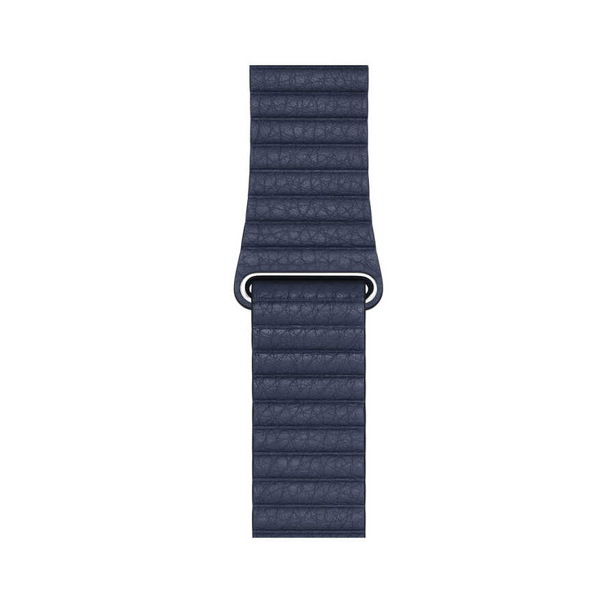 Apple Watch 38mm Uyumlu Kordon Suni Deri Bakla Tasarımlı KRD-09 Kayış - 5