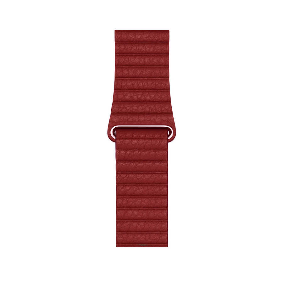 Apple Watch 38mm Uyumlu Kordon Suni Deri Bakla Tasarımlı KRD-09 Kayış - 6
