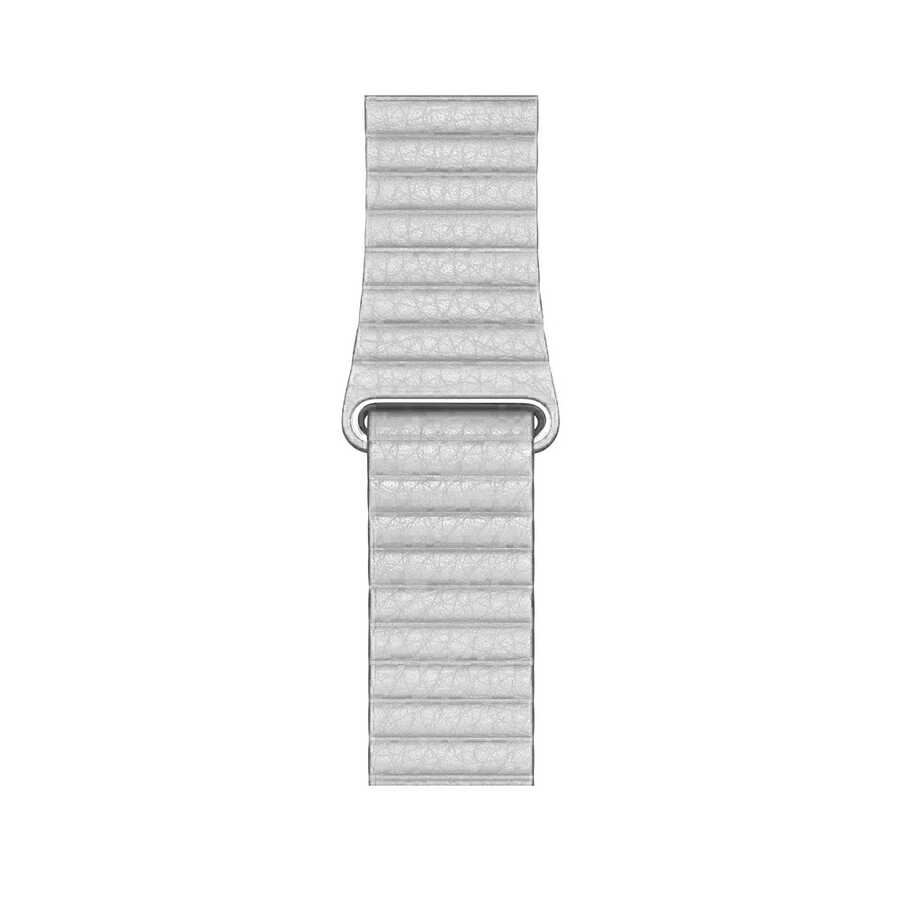 Apple Watch 38mm Uyumlu Kordon Suni Deri Bakla Tasarımlı KRD-09 Kayış - 7