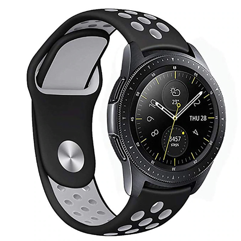 Samsung Gear S3 (22mm) Uyumlu Kordon Silikon Esnek Yumuşak Delikli Spor KRD-02 Kayış - 1