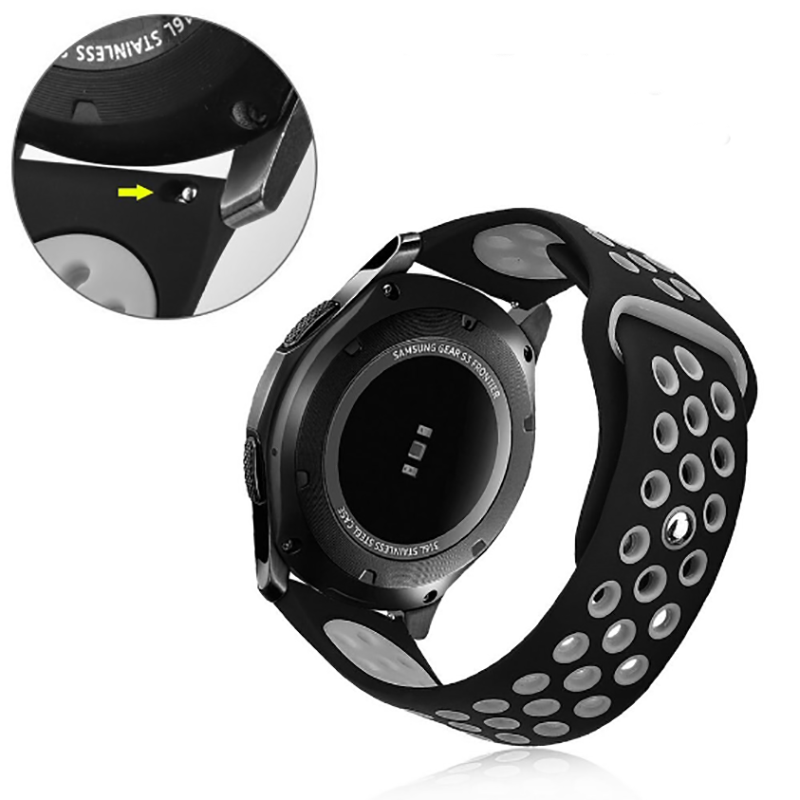 Samsung Gear S3 (22mm) Uyumlu Kordon Silikon Esnek Yumuşak Delikli Spor KRD-02 Kayış - 3