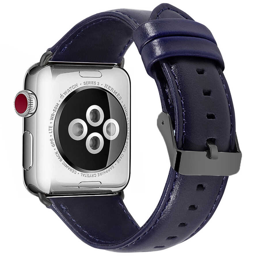​​​Apple Watch 44mm Uyumlu Luxury Leather Deri Kordon - 1