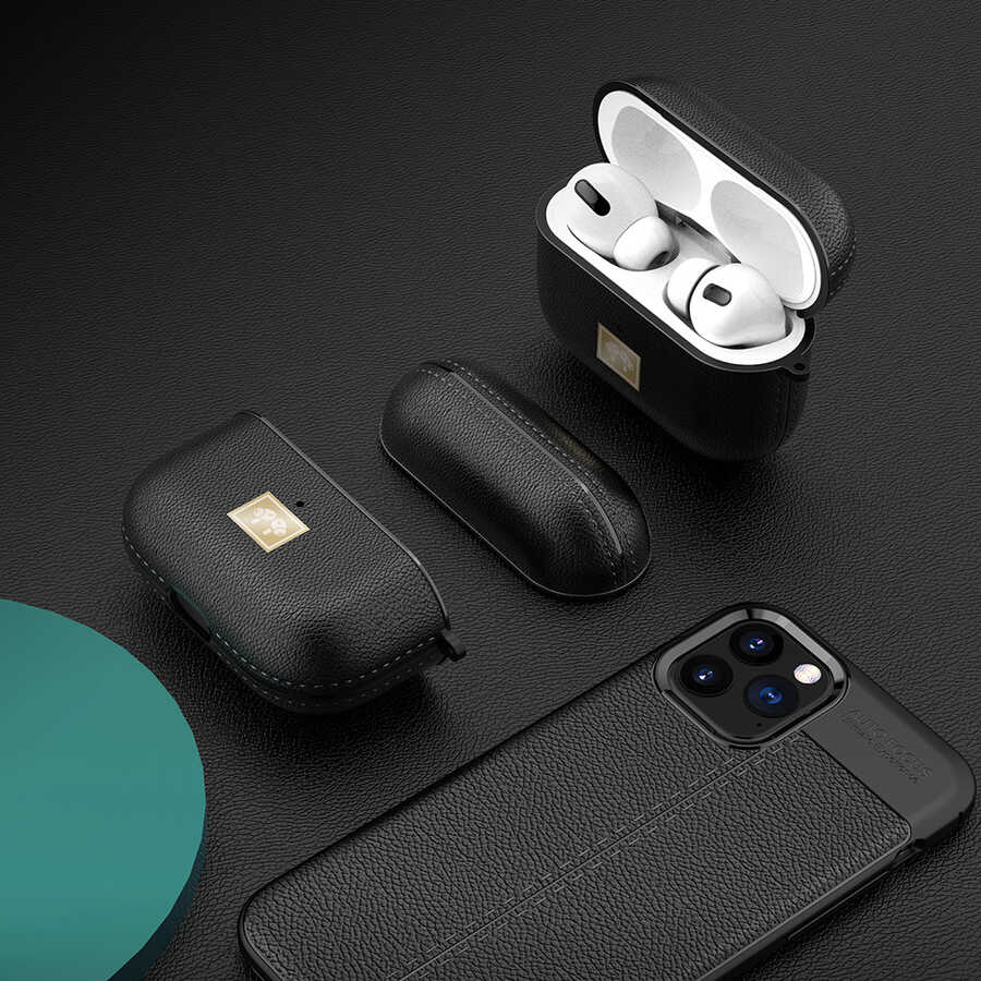 Apple Airpods Pro Uyumlu Kılıf Deri Görünümlü Askı Aparatlı Wlons Kılıf - 2