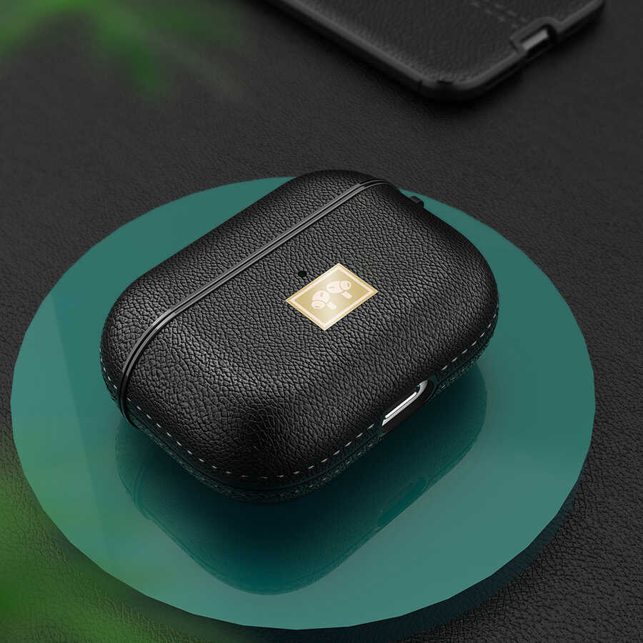 Apple Airpods Pro Uyumlu Kılıf Deri Görünümlü Askı Aparatlı Wlons Kılıf - 3