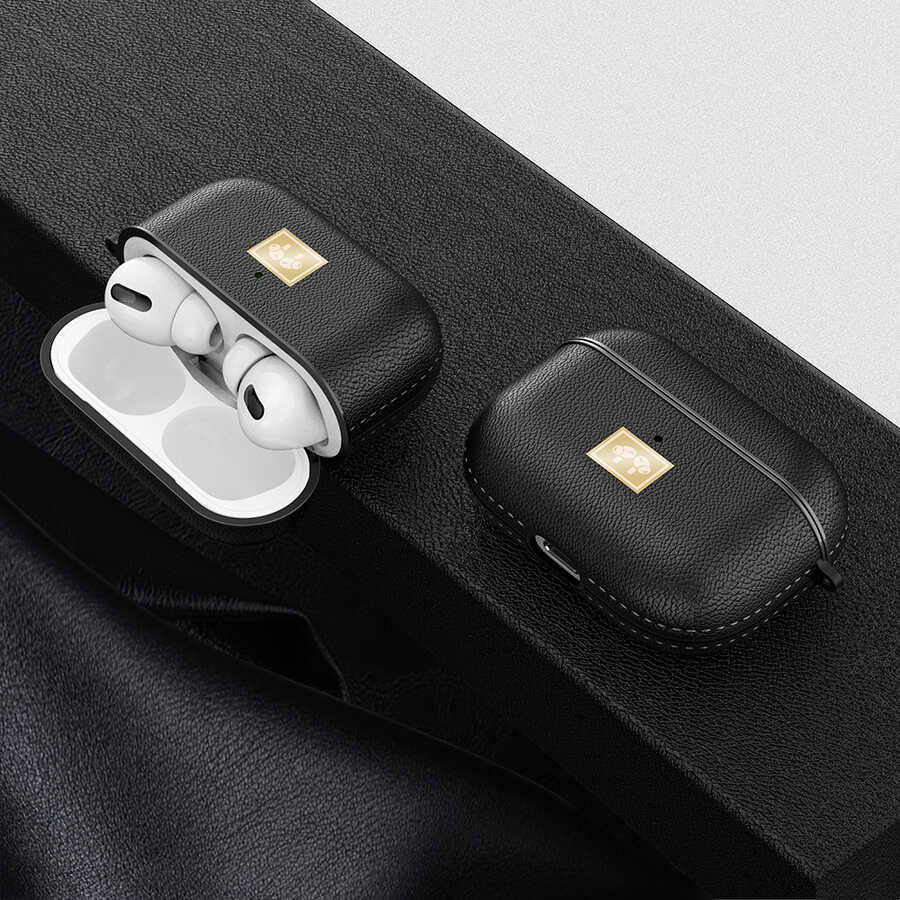 Apple Airpods Pro Uyumlu Kılıf Deri Görünümlü Askı Aparatlı Wlons Kılıf - 9