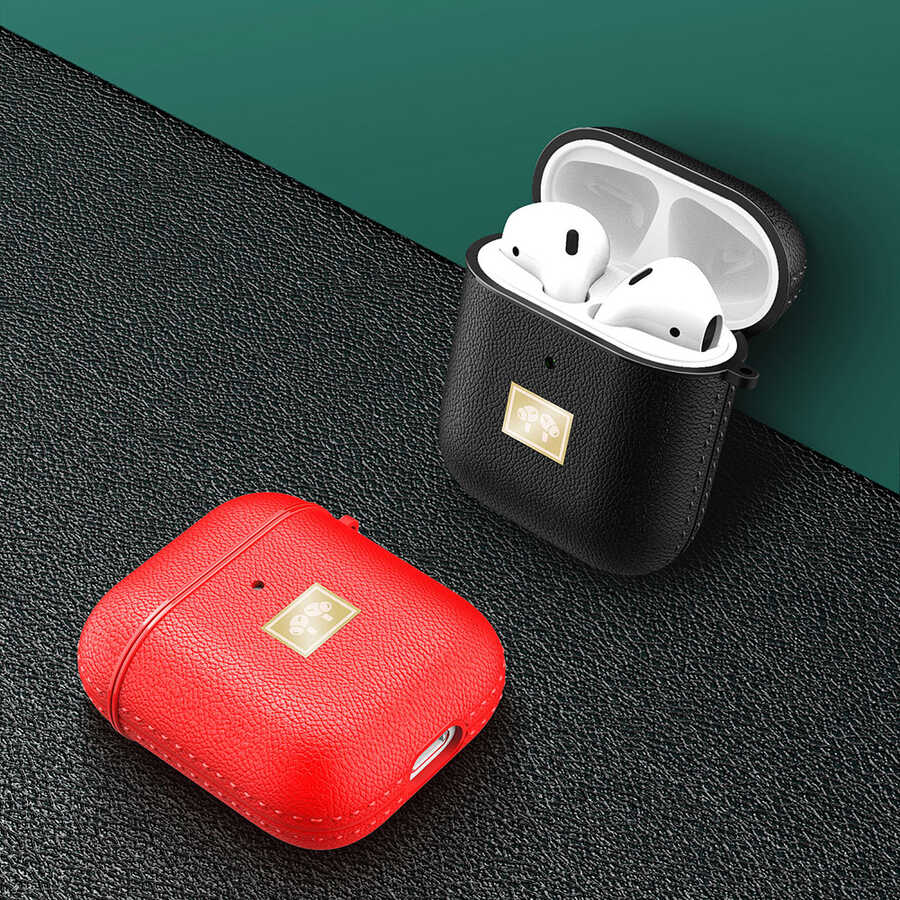 Apple Airpods Uyumlu Kılıf Deri Görünümlü Askı Aparatlı Wlons Kılıf - 8