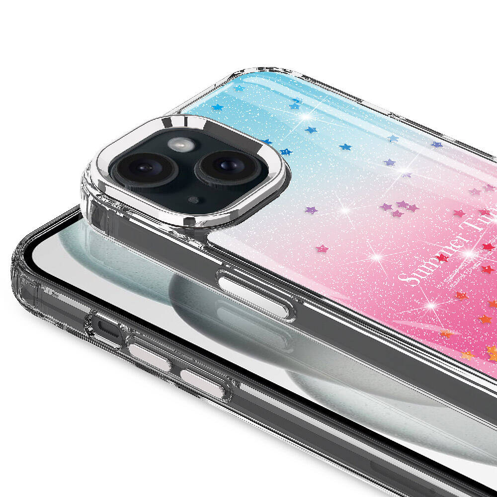 Apple iPhone 14 Uyumlu Kılıf Simli Desenli Parlak Zore Task Kapak - 3