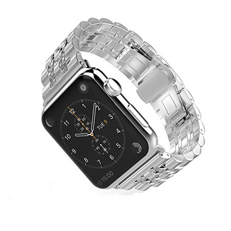 Apple Watch 40mm Uyumlu Kordon Metal Şerit Tasarımlı Luxury Paslanmaz KRD-14 Kayış - 1