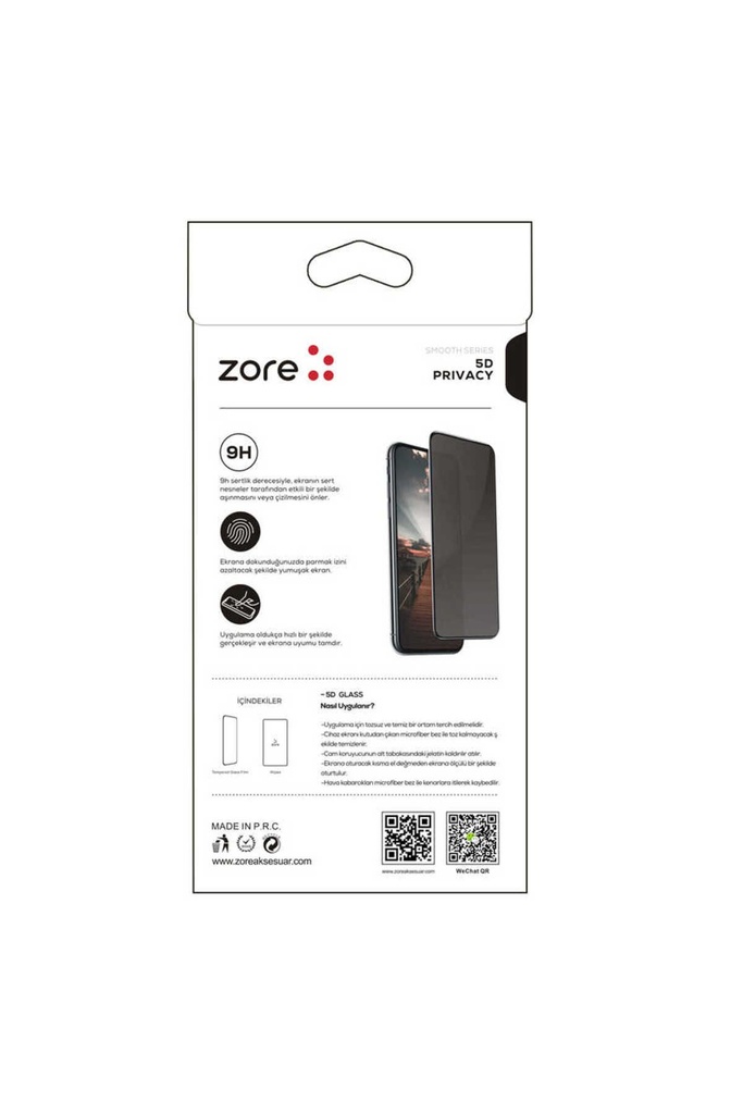 Oppo A72 Uyumlu Zore New 5D Privacy Temperli Ekran Koruyucu