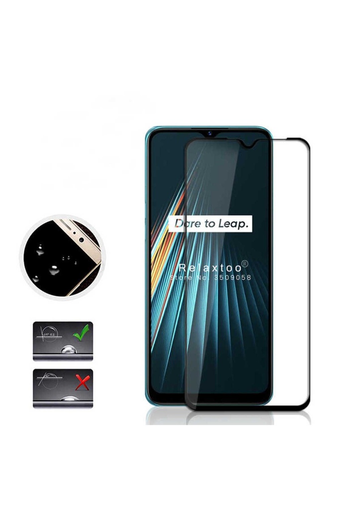 Realme C3 Uyumlu Zore Kenarları Kırılmaya Dayanıklı Cam Ekran Koruyucu