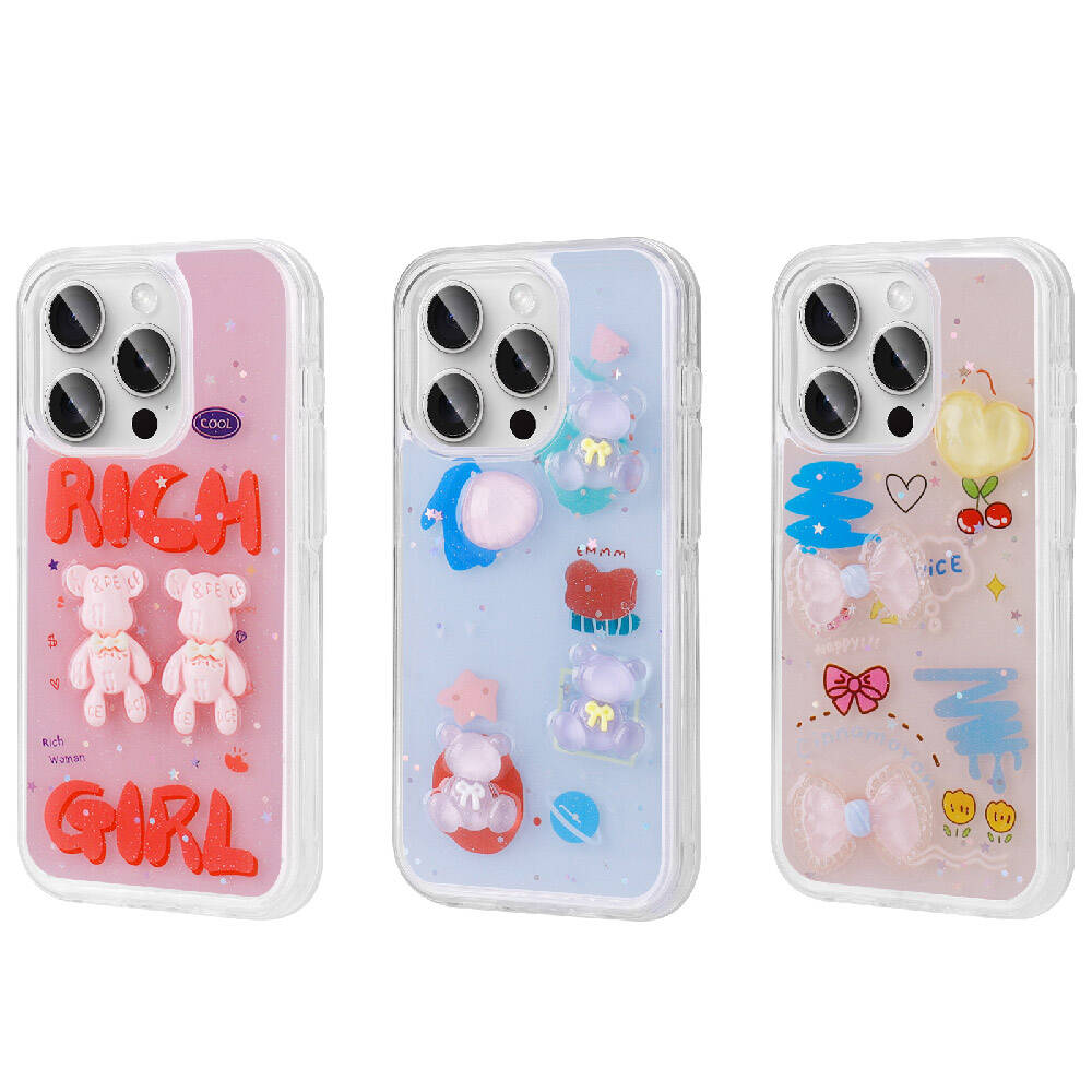 Apple iPhone 15 Pro Uyumlu Kılıf Kabartma Figürlü Parlak Zore Minimini Silikon Kapak - 1