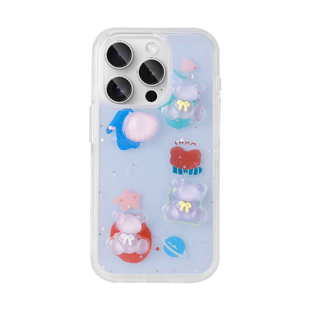 Apple iPhone 15 Pro Max Uyumlu Kılıf Kabartma Figürlü Parlak Zore Minimini Silikon Kapak - 5