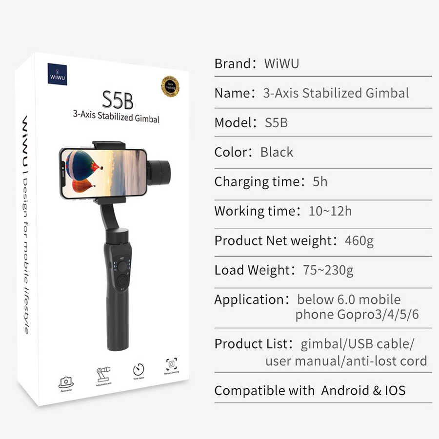 Wiwu 3-Axis S5B Gimbal Sabitleyici - 1