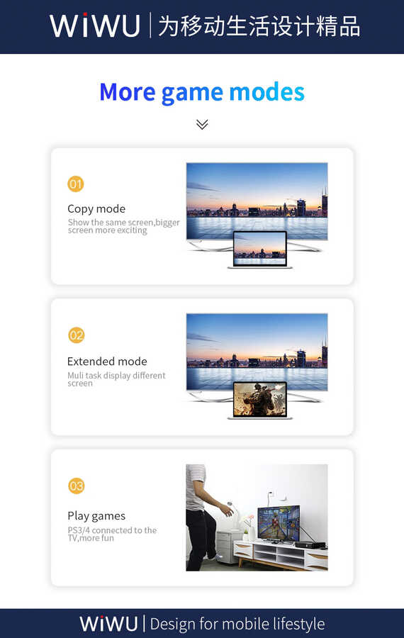 Wiwu X10 Type-C to HDMI Kablo - 5
