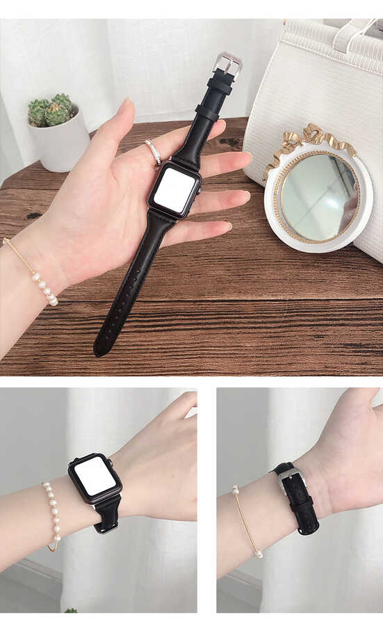 ​​​Apple Watch 38mm Uyumlu KRD-28 Deri Kordon - 1
