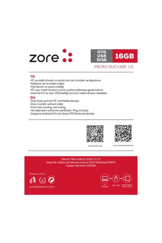 Zore 3.0 Micro Metal OTG 16 GB