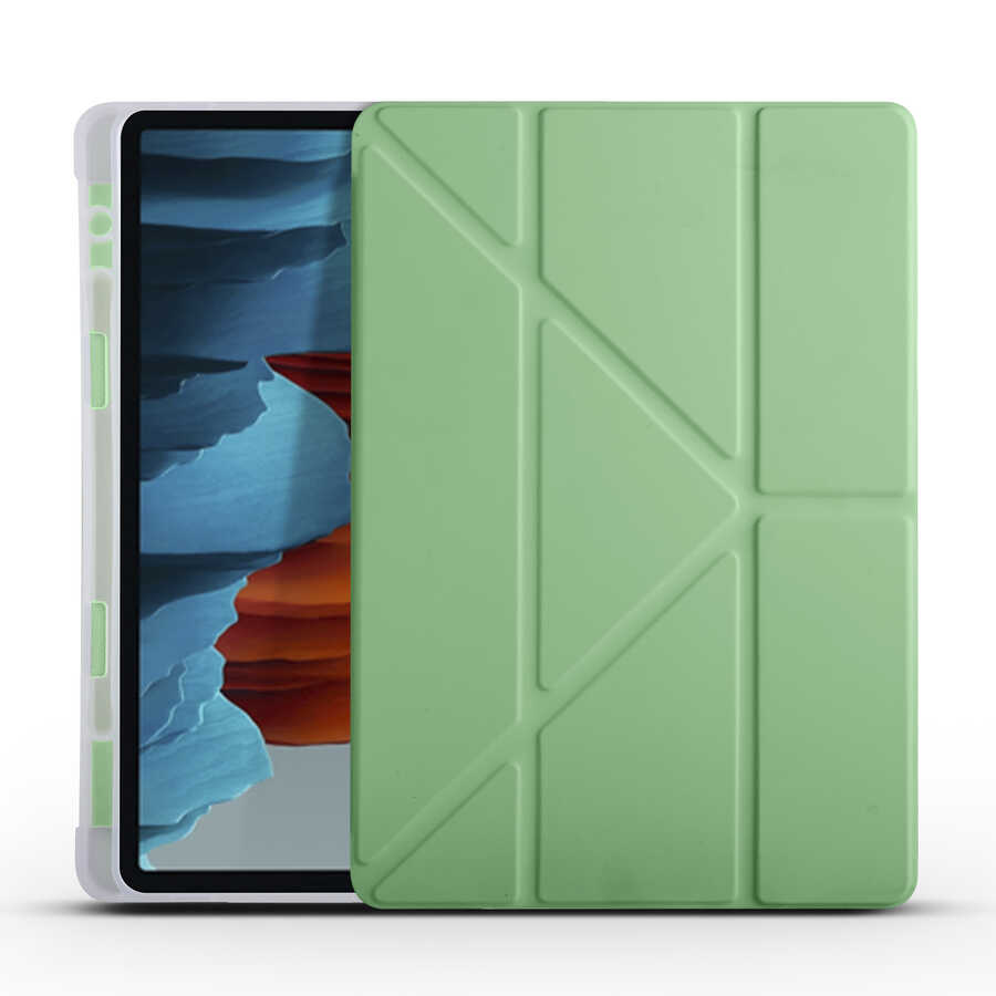 Samsung Galaxy Tab S7 T870 Uyumlu Kılıf Zore Tri Folding Kalem Bölmeli Standlı Kılıf - 5