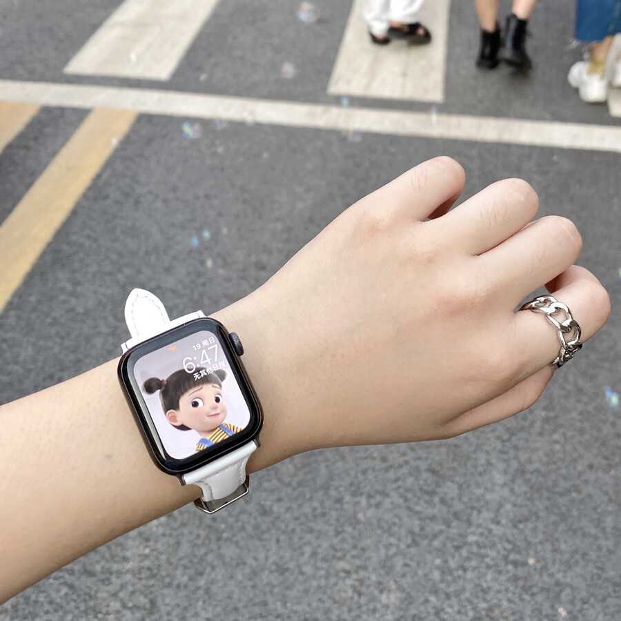 ​​​Apple Watch 38mm Uyumlu KRD-28 Deri Kordon - 10