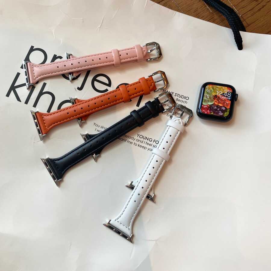 ​​​Apple Watch 38mm Uyumlu KRD-28 Deri Kordon - 11