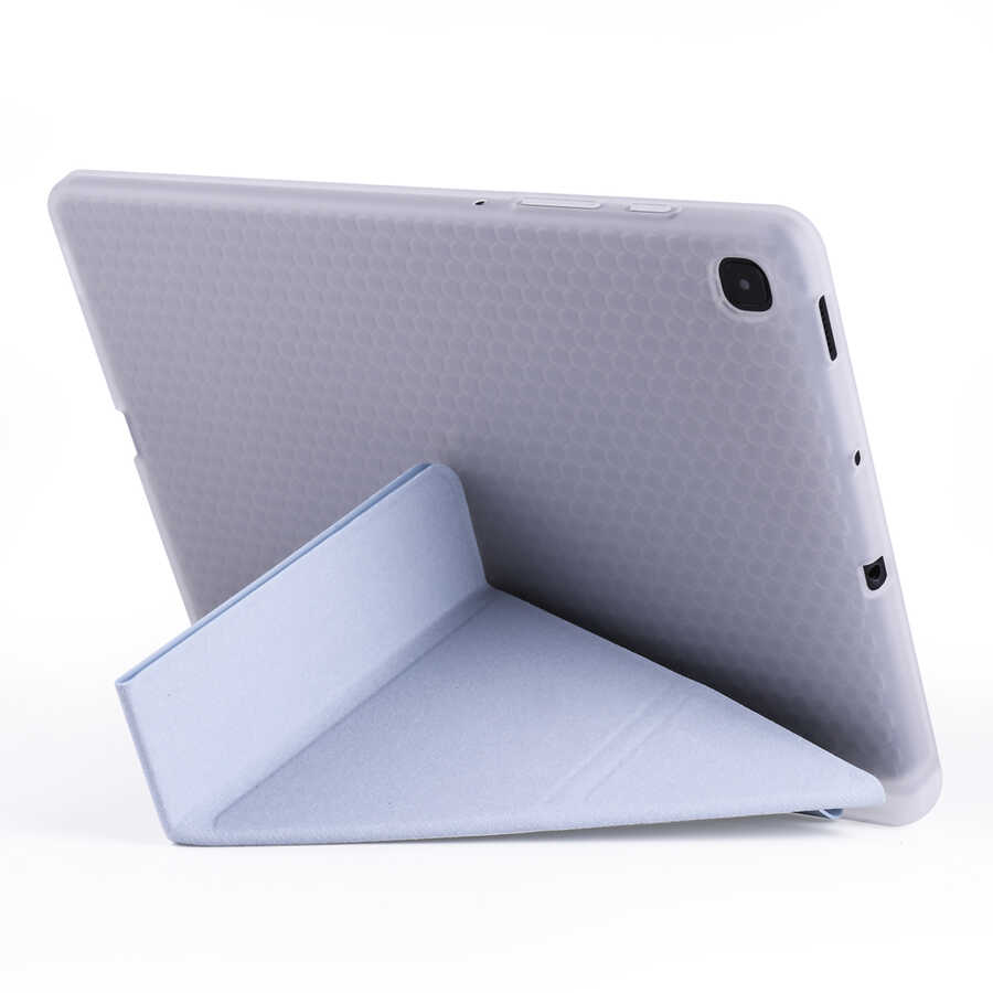 Samsung Galaxy Tab S6 Lite P610 Uyumlu Kılıf Zore Tri Folding Kalem Bölmeli Standlı Kılıf - 4