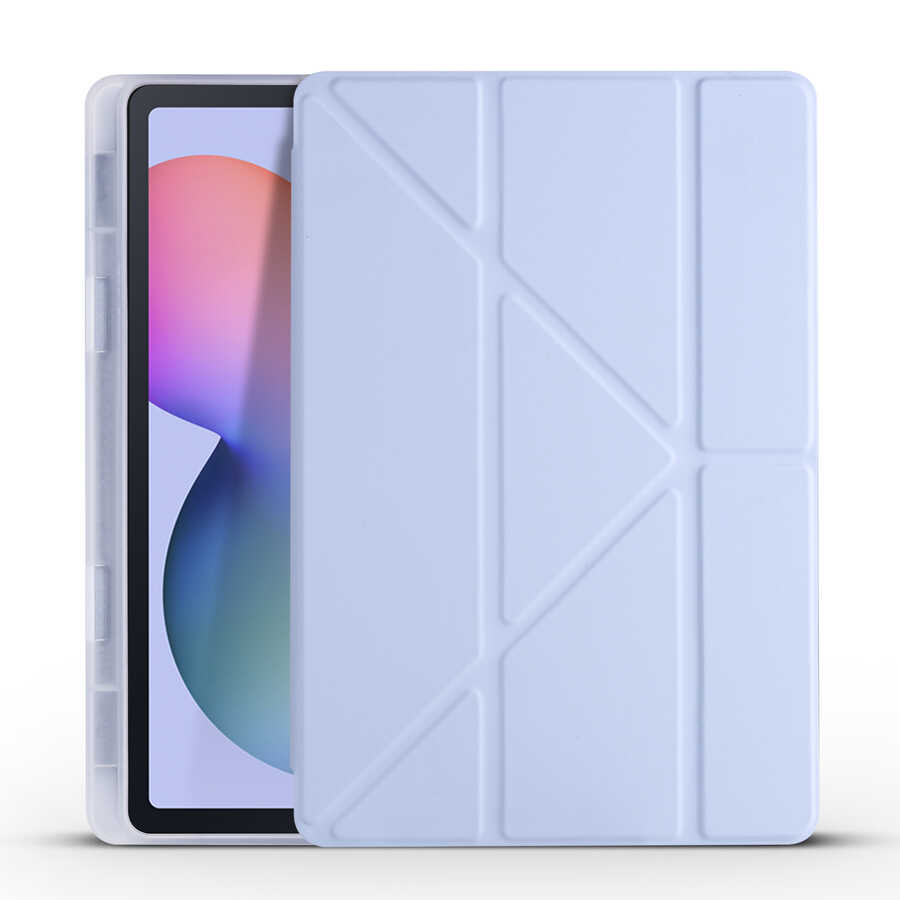 Samsung Galaxy Tab S6 Lite P610 Uyumlu Kılıf Zore Tri Folding Kalem Bölmeli Standlı Kılıf - 5
