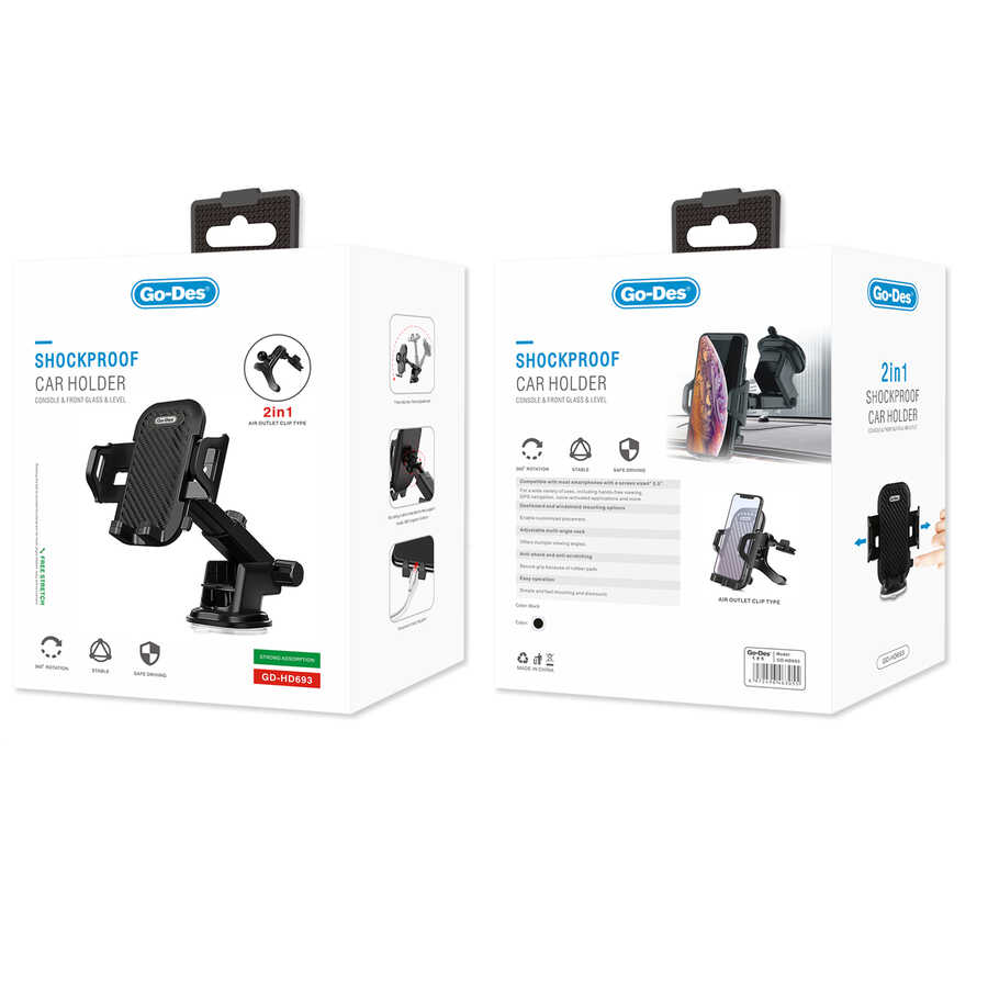 Go Des GD-HD693 2 in 1 Araç Telefon Tutucu - 2