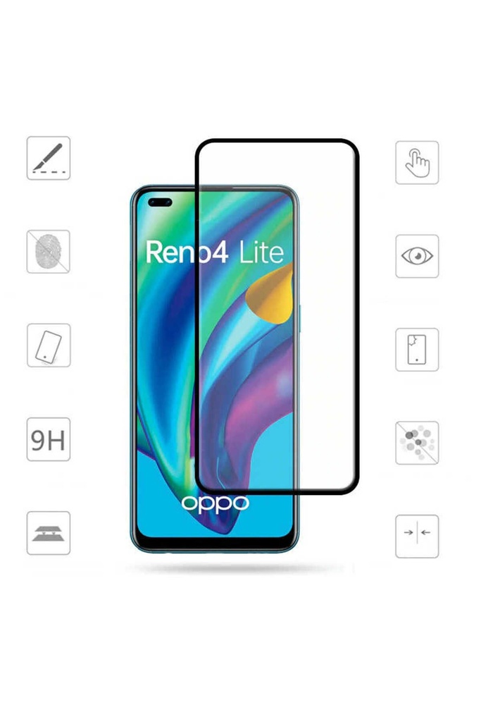 Oppo Reno 4 Lite Uyumlu Zore Kenarları Kırılmaya Dayanıklı Cam Ekran Koruyucu