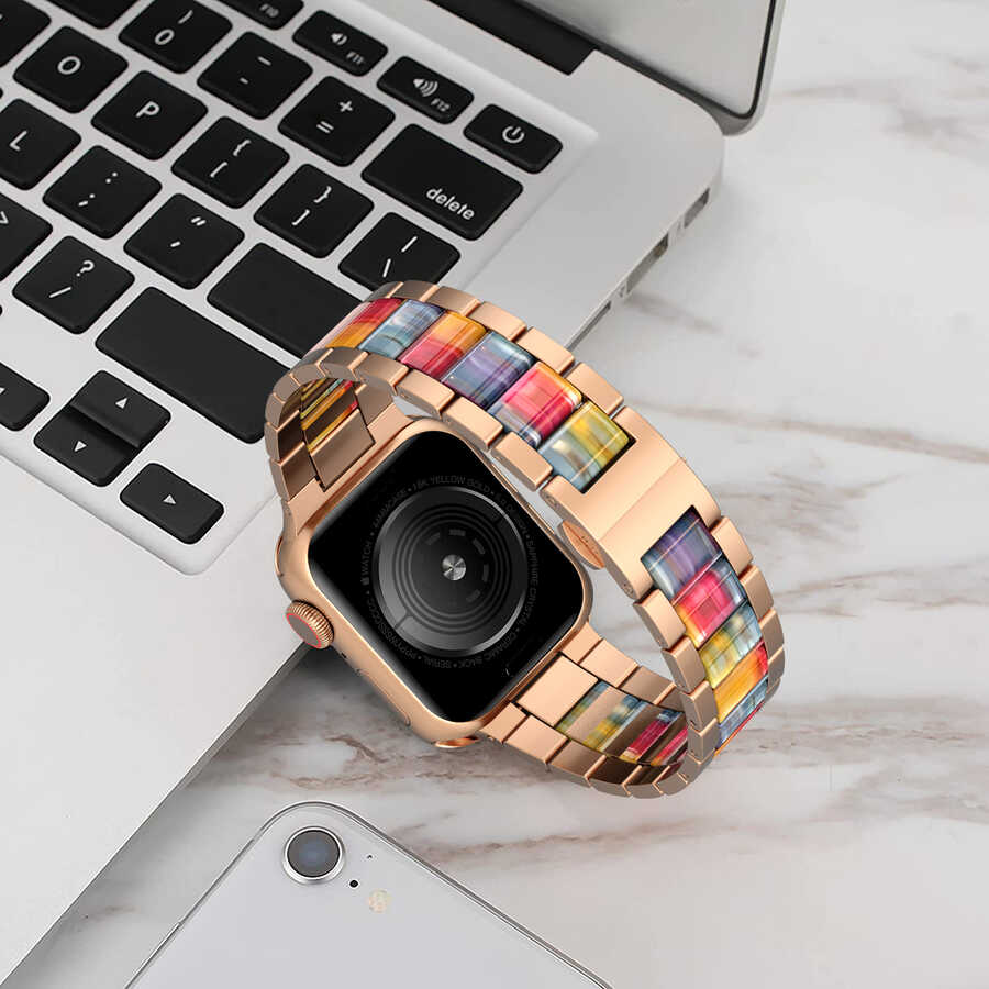 Apple Watch 42mm Uyumlu Wiwu Resin Steel Belt Metal Kordon - 3