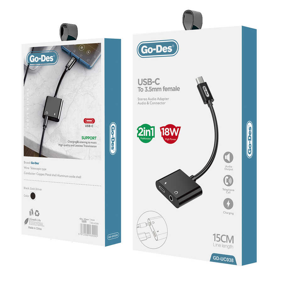 Go Des GD-UC038 Type-C To 3.5mm Dönüştürücü - 1