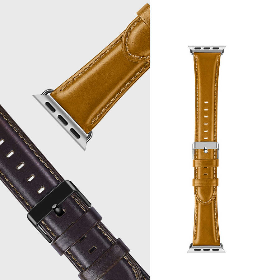 Apple Watch 38mm Uyumlu Wiwu Leather Watchband Deri Kordon - 2