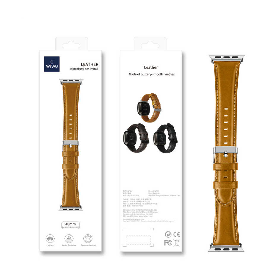 Apple Watch 38mm Uyumlu Wiwu Leather Watchband Deri Kordon - 4