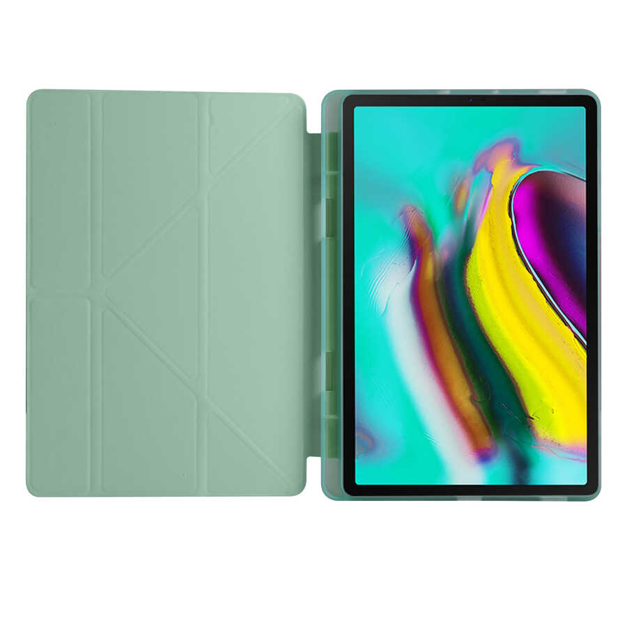 Samsung Galaxy Tab A7 10.4 T500 2020 Uyumlu Kılıf Zore Tri Folding Kalem Bölmeli Standlı Kılıf - 4