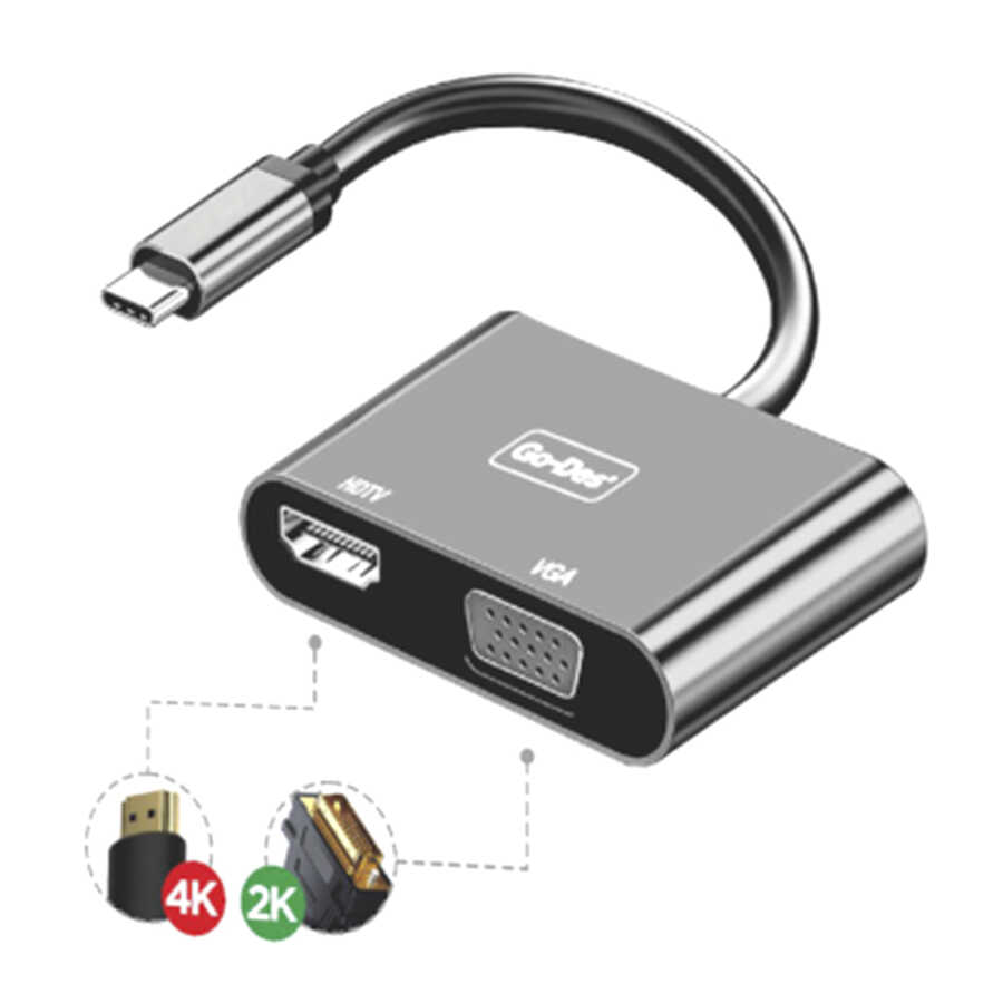 Go Des GD-8280 Type-C To HDTV+VGA Dönüştürücü - 1