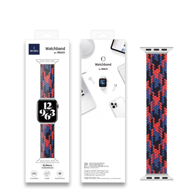 Apple Watch 38mm Uyumlu Wiwu Braided Solo Loop Contrast Color Small Kordon - 3