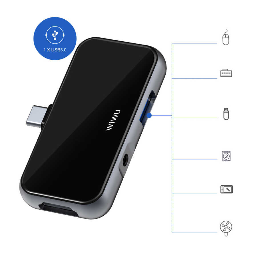 Wiwu Alpha T5 Pro 4 in 1 Type-C Hub - 7